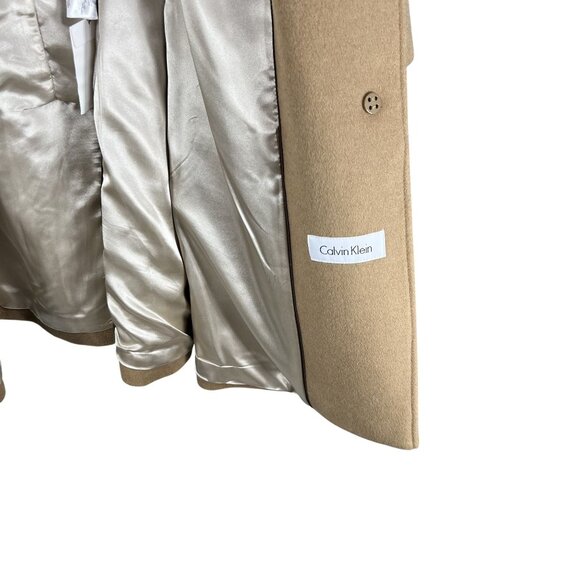 Calvin Klein NWT Womens 3X Camel Tan Wool Cashmere Blend Long Coat Quiet Luxury - Picture 11 of 16